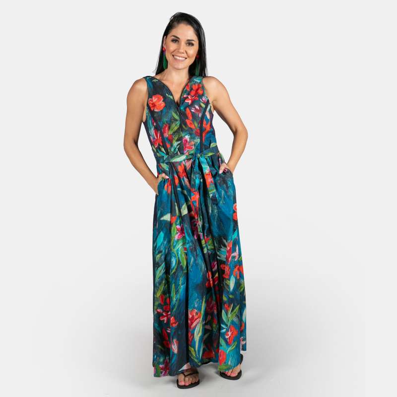Ladies Floral Zipped Bridgerton Dress