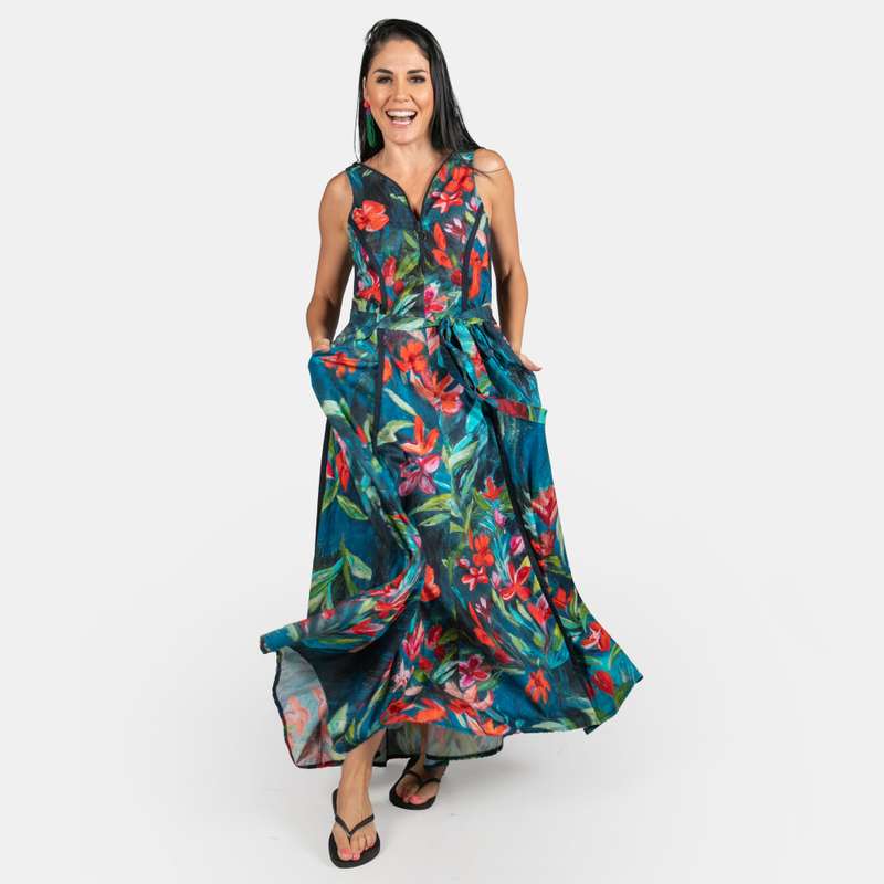 Ladies Floral Zipped Bridgerton Dress