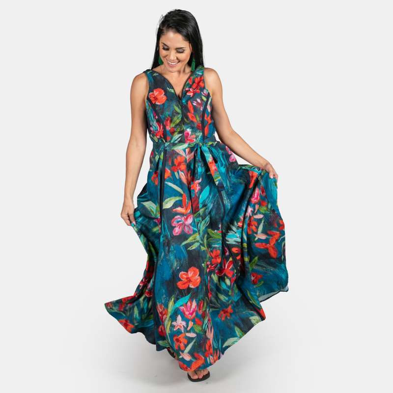 Ladies Floral Zipped Bridgerton Dress