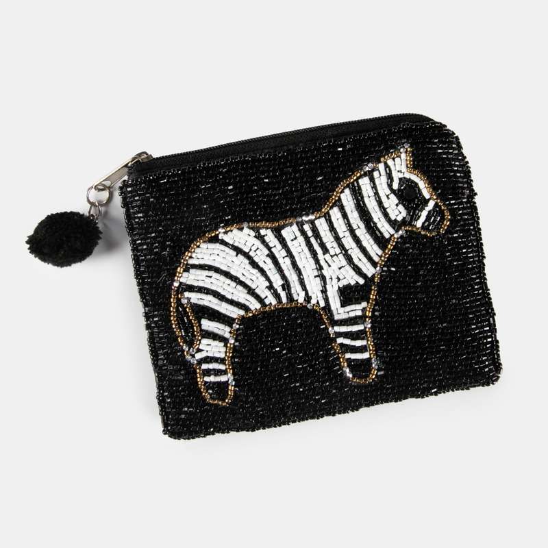 Zebra Hand Beaded Little Purse