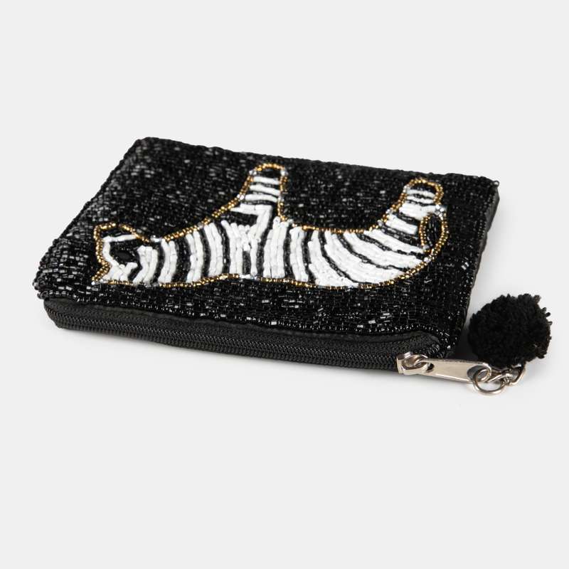 Zebra Hand Beaded Little Purse