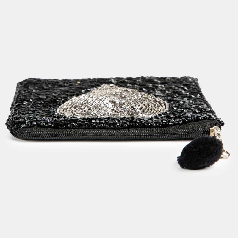Gold Beaded Heart Purse Small