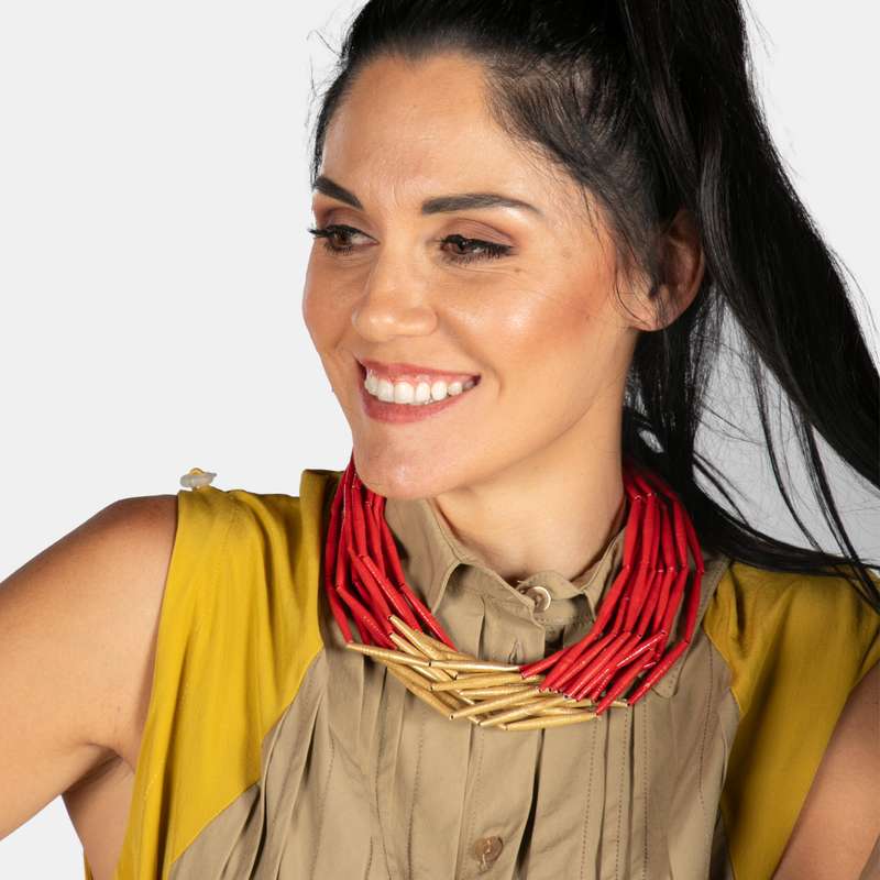 Fabric and Paper Necklace