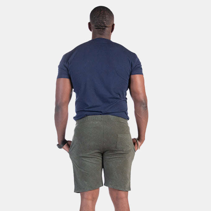 Men's Easy Wear Shorts Olive Green Seam Pockets