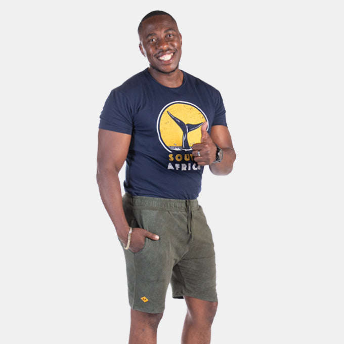Men's Easy Wear Shorts Olive Green Seam Pockets