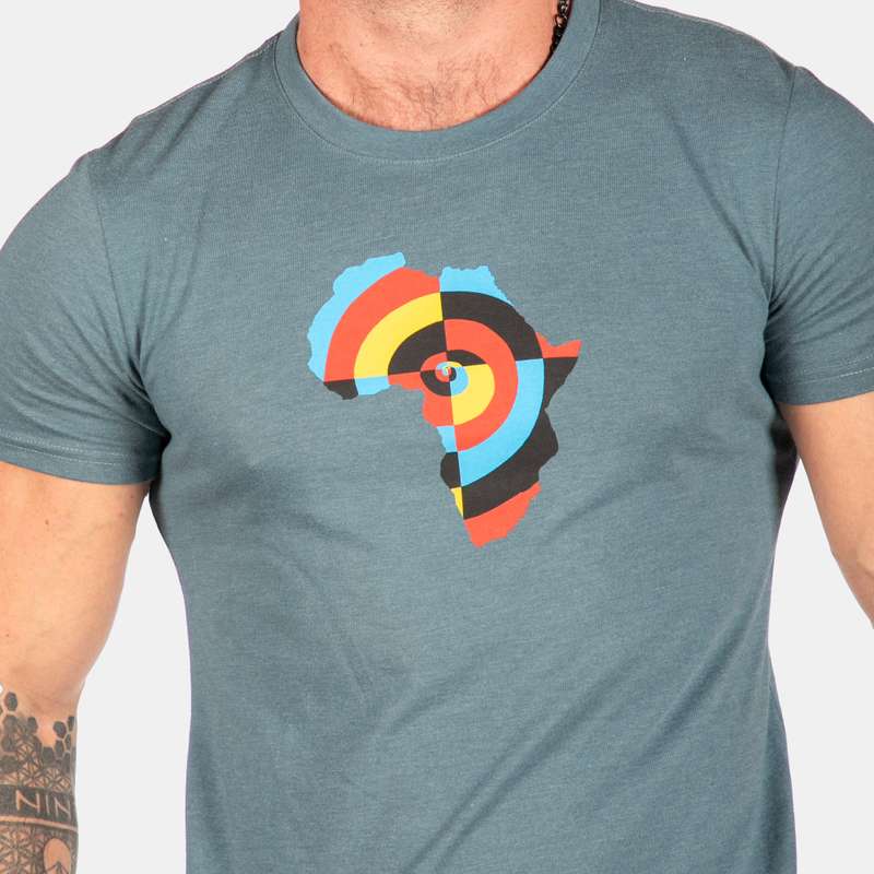 Men's Africa Swirl T-Shirt With Print Of Africa On The Front