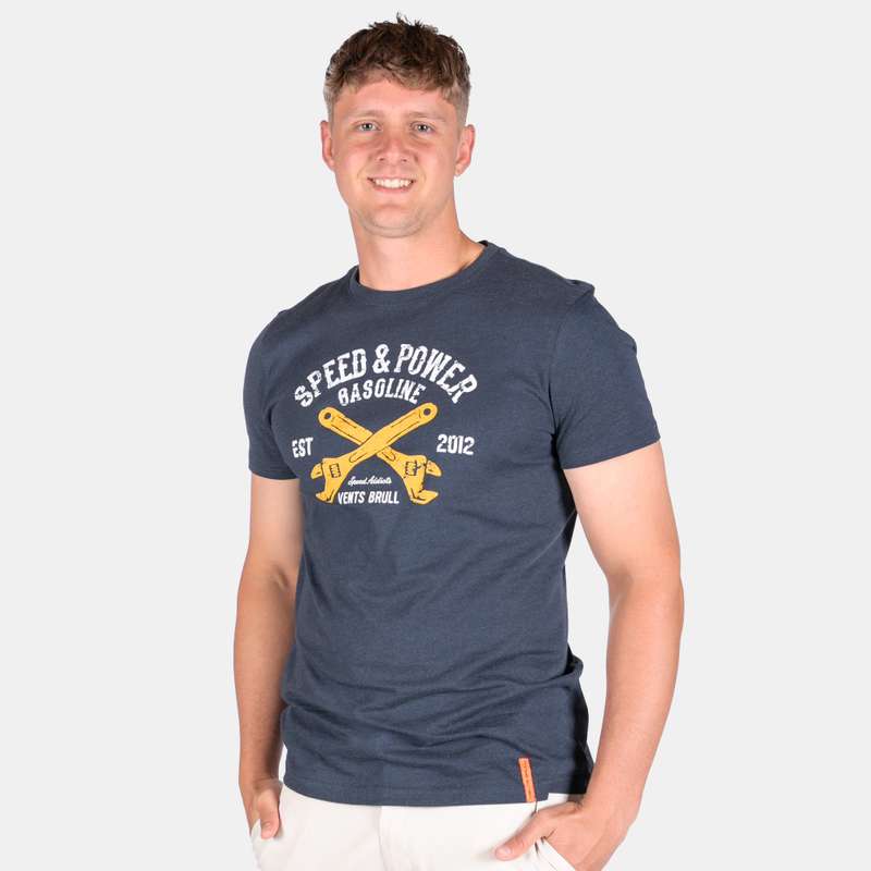 Men's Speed And Power T-Shirt Crew Neckline Print On Front