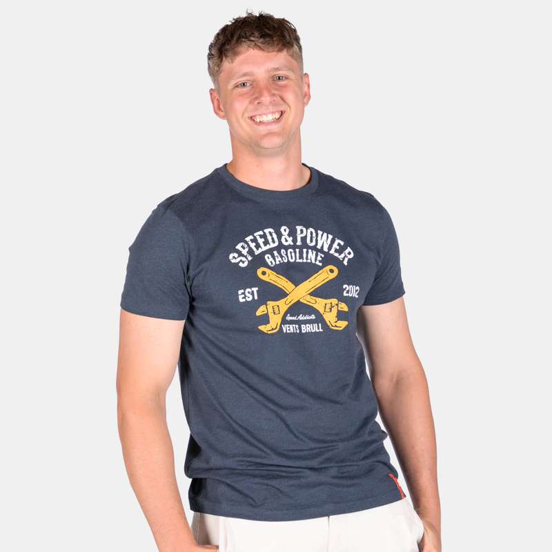 Men's Speed And Power T-Shirt Crew Neckline Print On Front