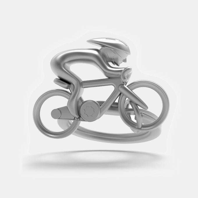 Miniature 3D Chrome Bicycle Charm Metal Keyring