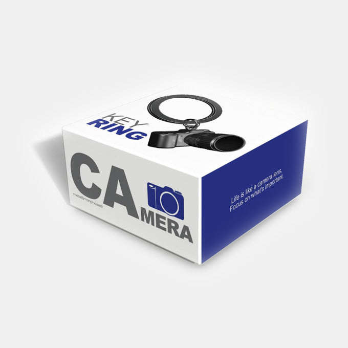 Miniature3D Glossy Black Camera Charm Metal Keyring