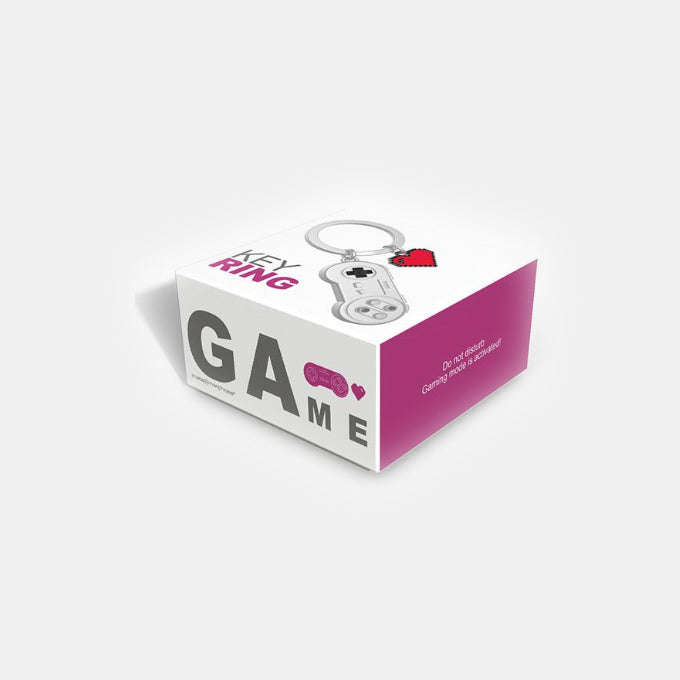 Miniature 3D Gamer Remote and Heart Metal Keyring