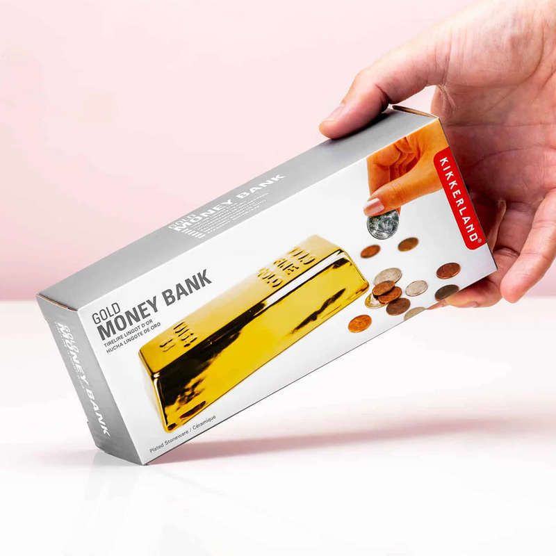 Fun Gold Bar Coin Bank With Rubber Stopper
