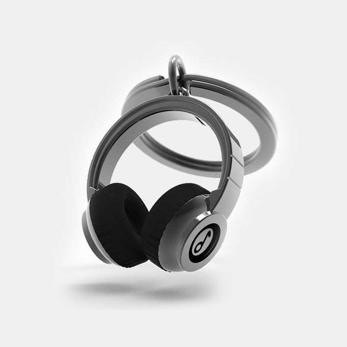 Miniature 3D Headphones Charm Metal Keyring