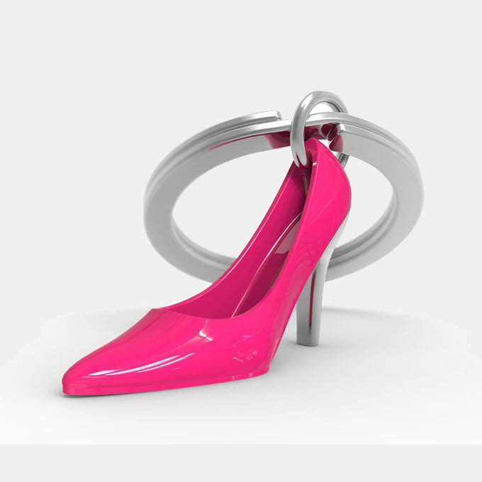 Miniature 3D Pink High Heel Metal Charm Keyring