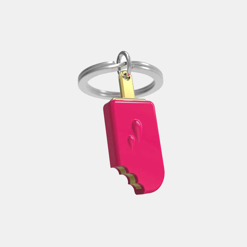 Miniature 3D Pink Ice Lolly Charm Metal Keyring