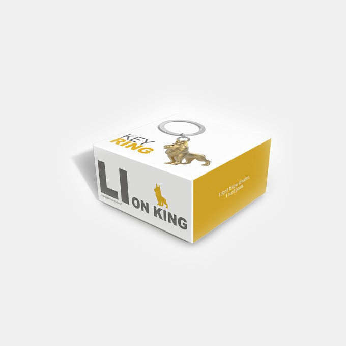 Miniature 3D King of the Jungle Golden Lion Charm Metal Keyring
