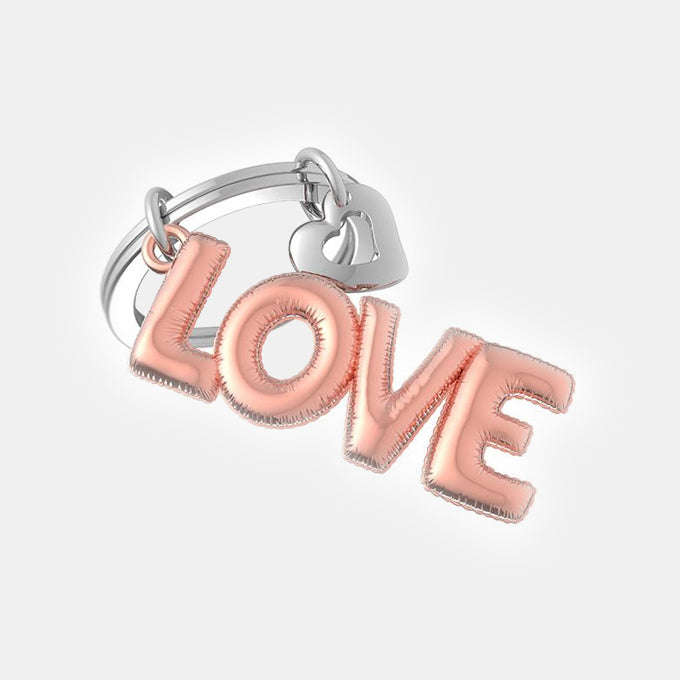 Miniature 3D Love Balloon Charm Metal Keyring