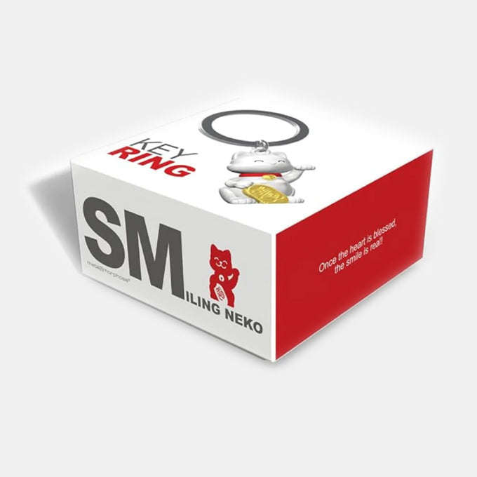Miniature 3D Lucky Cat Charm Metal Keyring