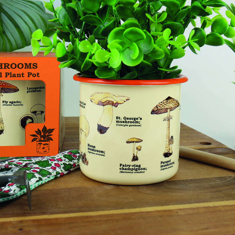 Mushroom Enamel Plant Pot