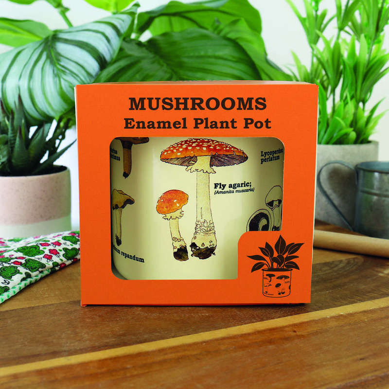 Mushroom Enamel Plant Pot
