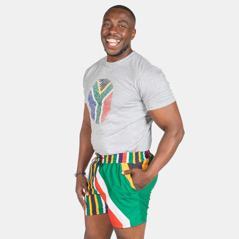 Men's South African Flag Swim Shorts with Drawstring