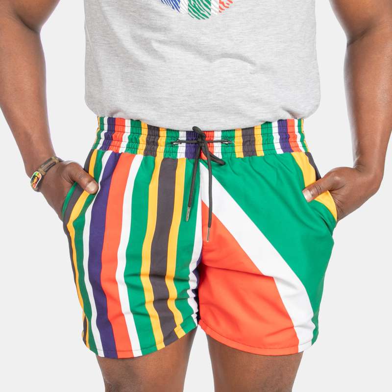 Men's South African Flag Swim Shorts with Drawstring