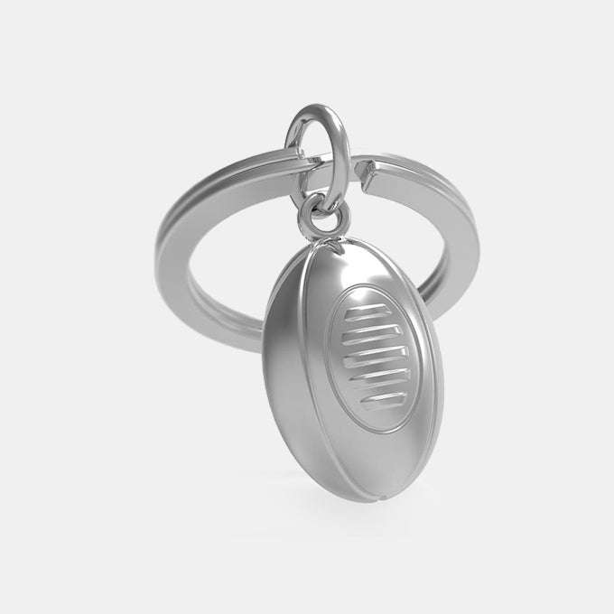 Miniature 3D Rugby Ball Charm Metal Keyring