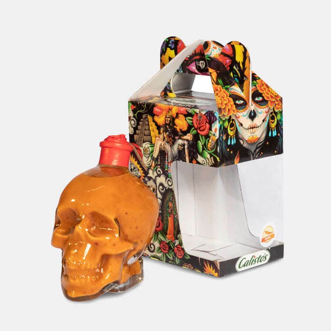 Skull Shaped Glass Bottle with Peri Peri Sauce