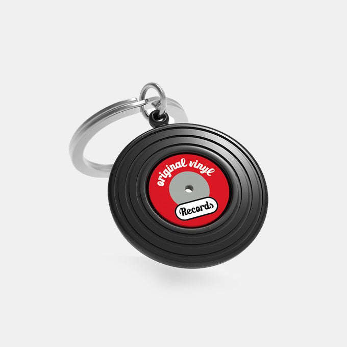 Miniature 3D Retro Vinyl Charm Metal Keyring