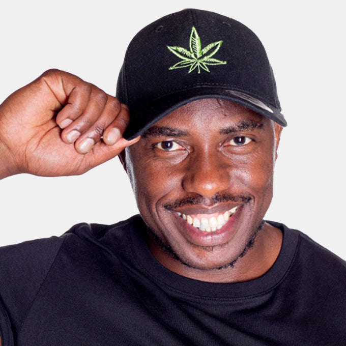 Embroidered Cannabis Leaf Fitted Cap