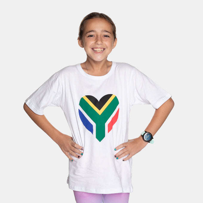 Kid's Junior Heart South African Flag T-Shirt