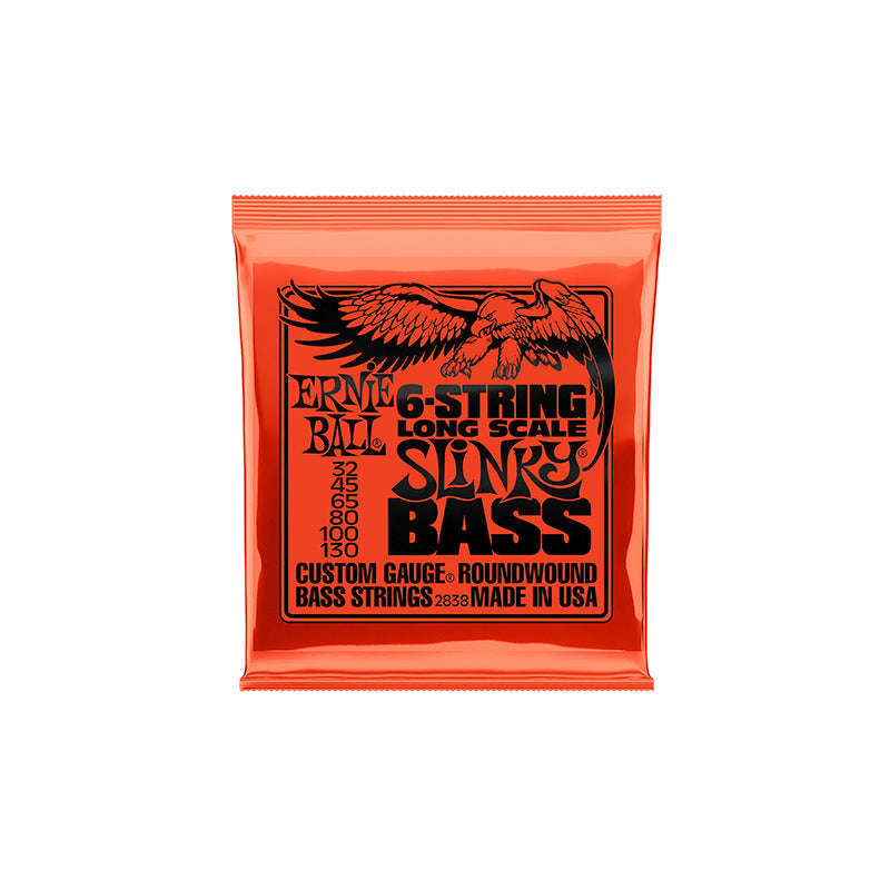 Ernie Ball 2838 6-String Long Scale Slinky Nickel Wound Electric Bass Guitar Strings - .032-.130