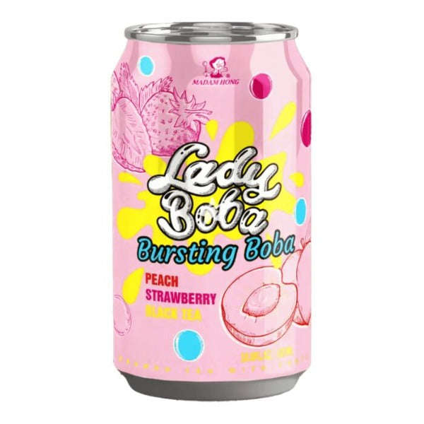 Madam Hong Lady Boba Bursting Boba Peach Strawberry 320ml