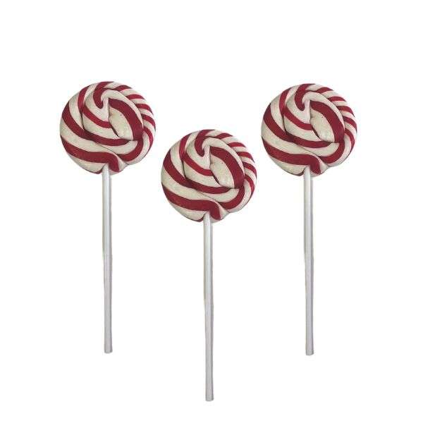 Mini Rainbow Lollie Red & White 6cm 100 pieces