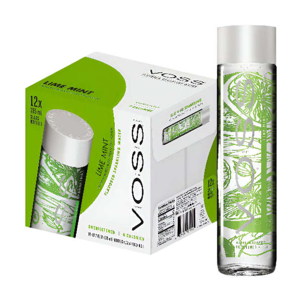 VOSS Sparkling 375ml Glass Lime Mint Box of 12