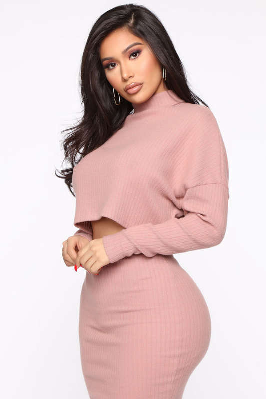 FASHIONNOVA - I`m Your Match Sweater Set - Dark Rose (M, L, XL Available)