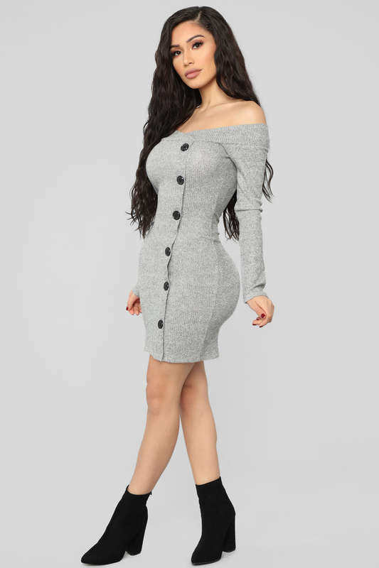 FASHIONNOVA - Making An Appearance Mini Dress - Heather Grey (M and L Available)