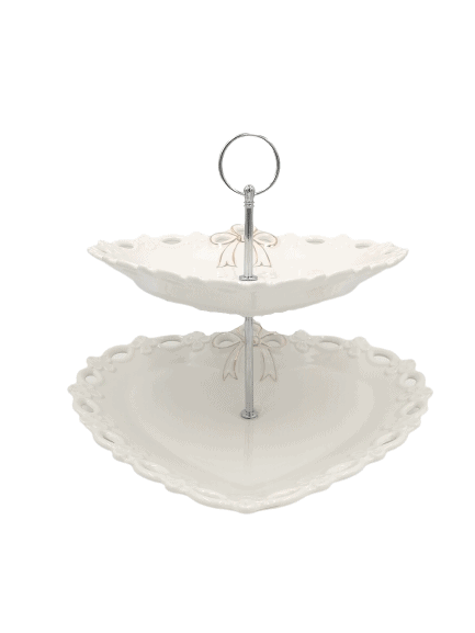 Lace Design Two-Tier Heart Shaped Server