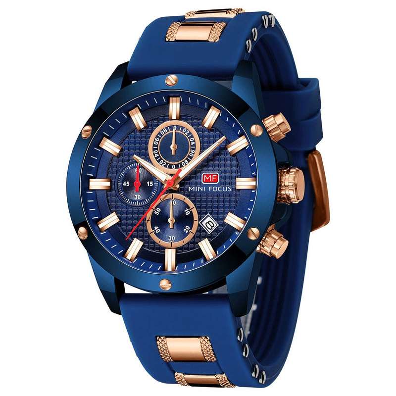 Men's Watches, MINI FOCUS Waterproof Sports Watches for Men, Casual Quartz Wrist Watch with Silic...