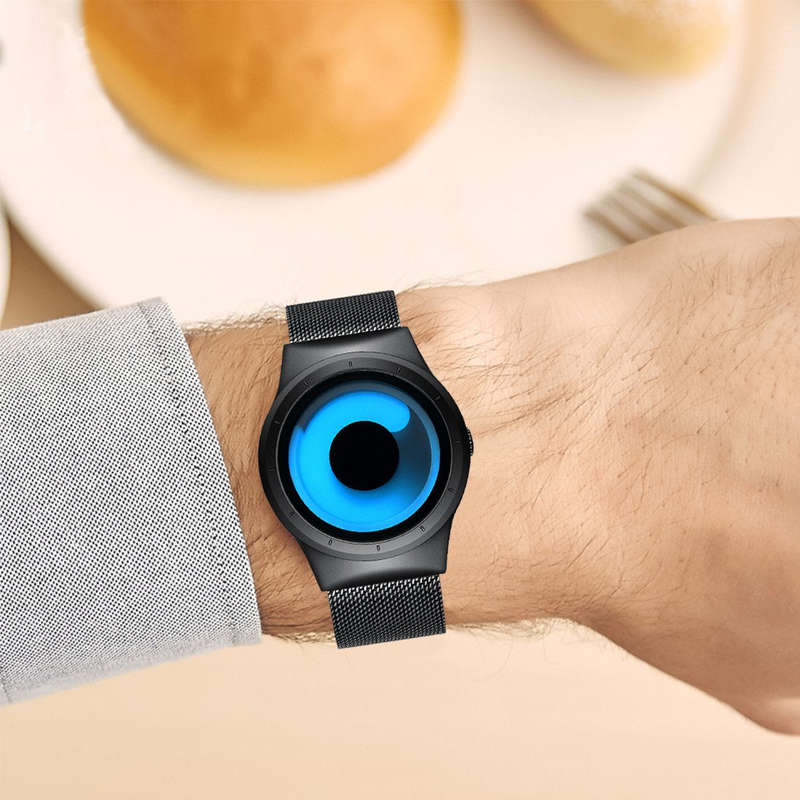 Mens Black Watches Men Waterproof Unique Design Cool Wrist Watch Stainless Steel Mesh Watch for M...