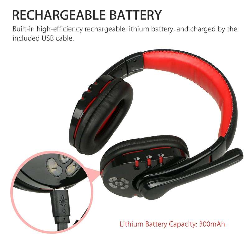 Classic Bluetooth Wireless Gaming Headset for PC PS4 Game with Mic LED Volume Control