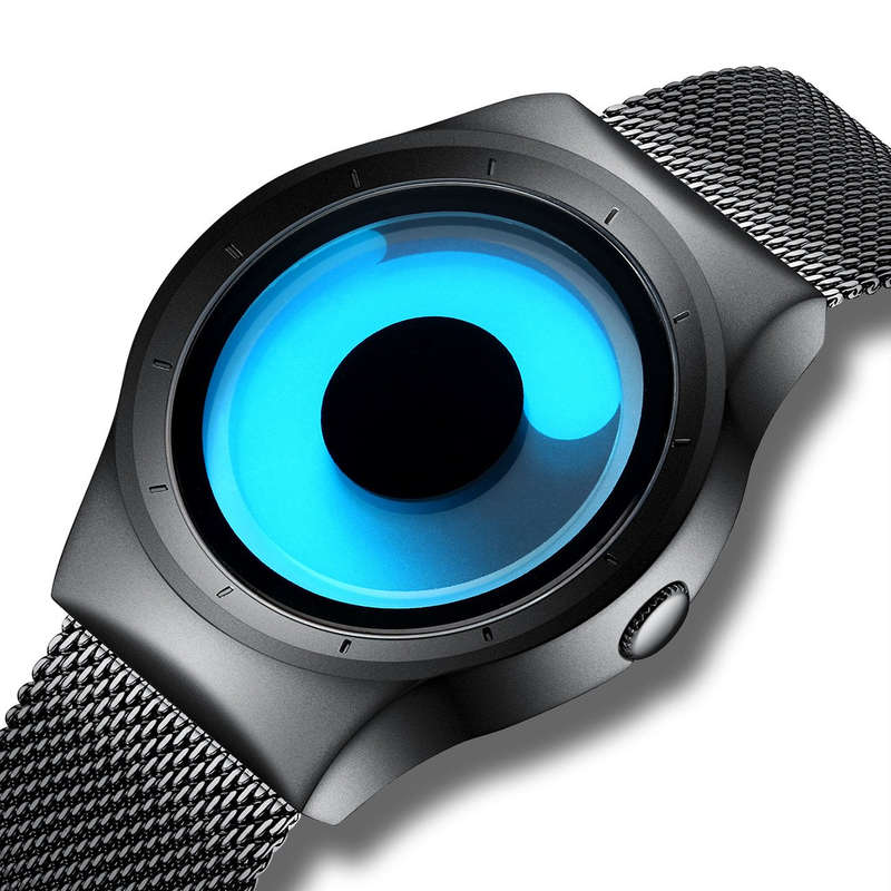 Mens Black Watches Men Waterproof Unique Design Cool Wrist Watch Stainless Steel Mesh Watch for M...