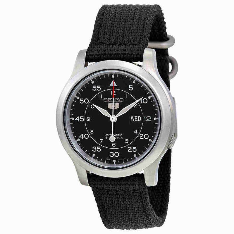 Seiko 5 Black Dial Black Canvas Automatic Men's Watch SNK809