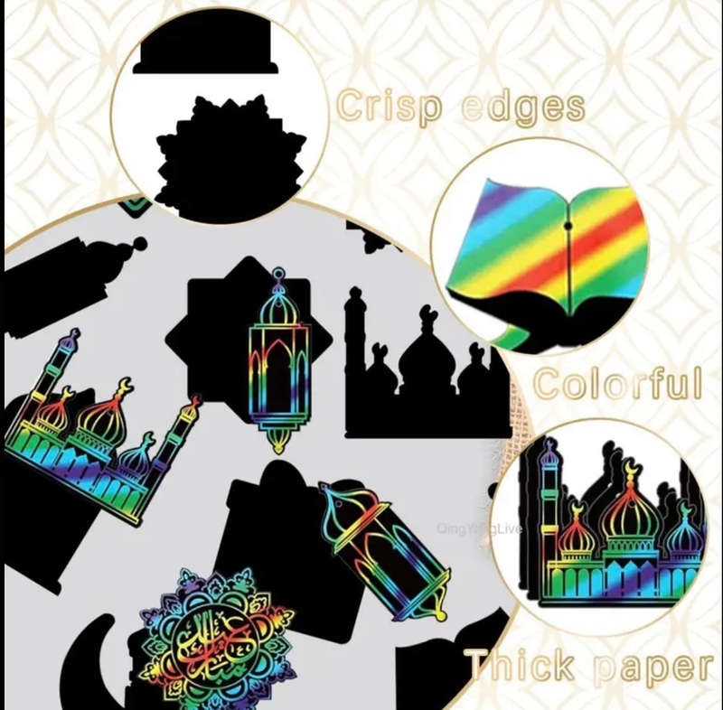 Eid Mubarak Rainbow scratch cards(48)