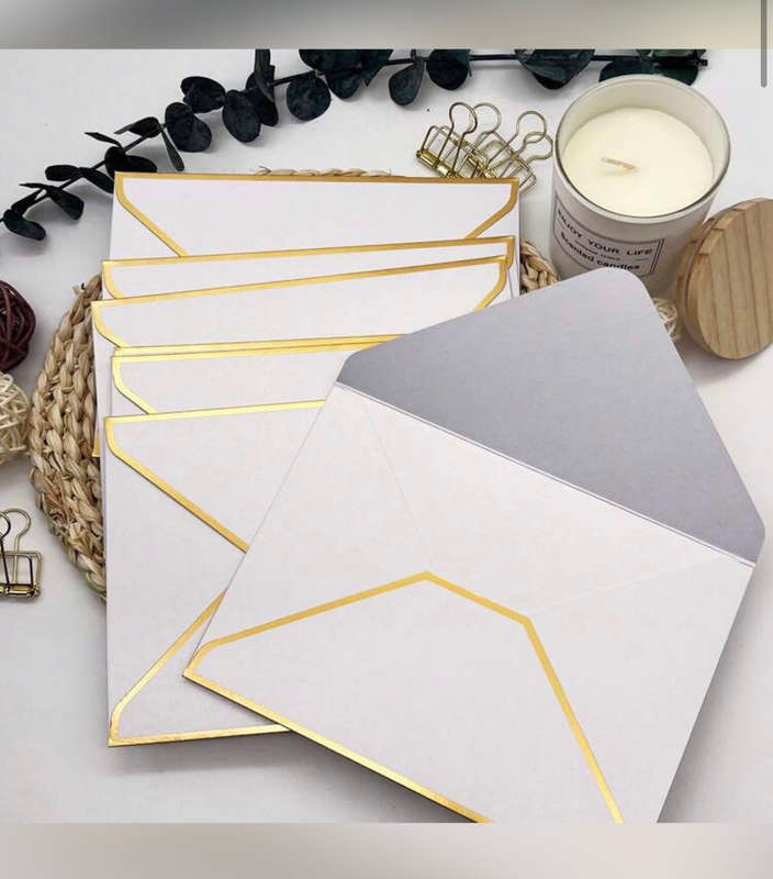 Pearl Envelopes With Gold Foil Edging (10)