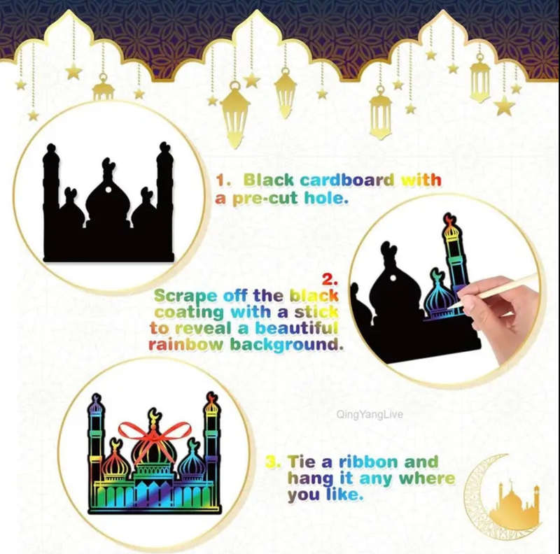 Eid Mubarak Rainbow scratch cards(48)