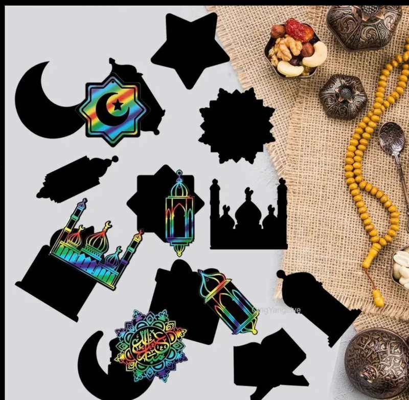 Eid Mubarak Rainbow scratch cards(48)
