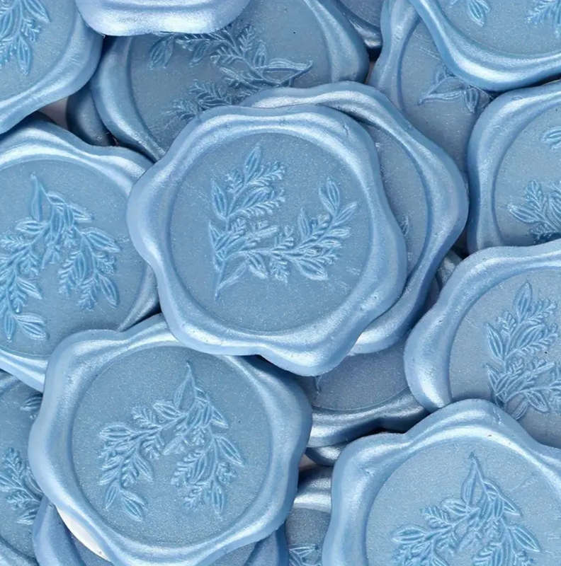 Blue Eucalyptus Flower Ready Made Wax Seals 10pc