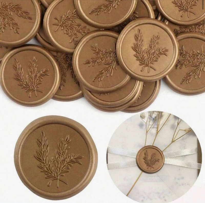 Antique gold Rosemary Leaves Ready Made Wax Seals(10)
