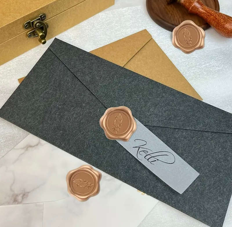 Copper feather Flower Ready Made Wax Seals 10pc